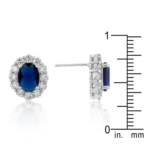 2 CT BLUE SAPPHIRE White Gold SHAPE STUD EARRINGS - Picture 2 of 5